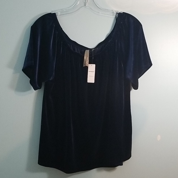 Penningtons blue velvet like fuzzy drop shoulder top 1X - Picture 1 of 8